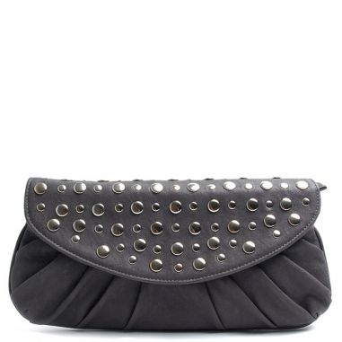 Buy New Grey Studded Envelope Flap Clutch Handbag