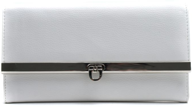 white checkbook wallet metal detail