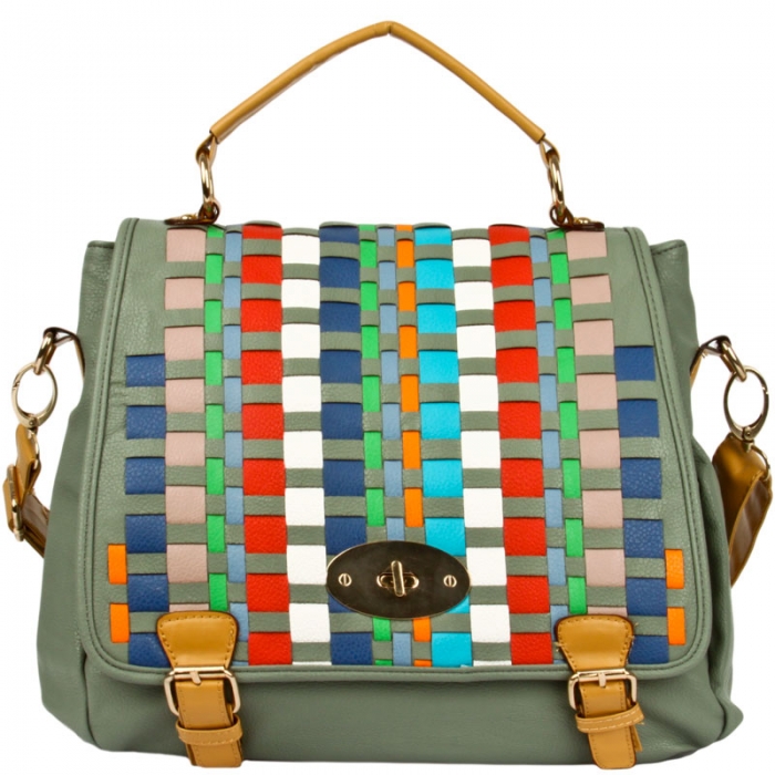 woven satchel handbag