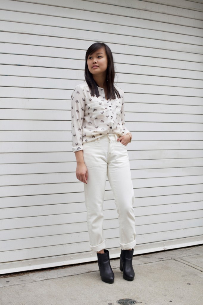 white on white with booties
