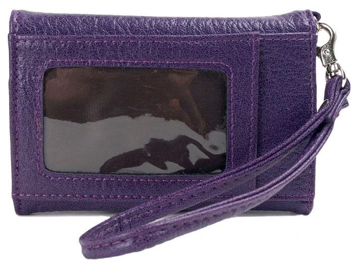 purple leatherette wristlet