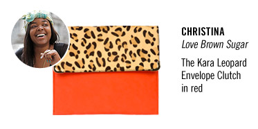 Christina and the Kara Leopard Envelope Clutch
