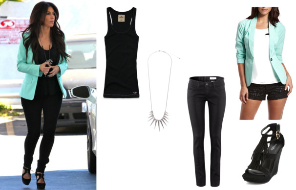 kim kardashian mint blazer for less