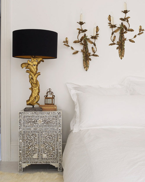 silver and gold bedroom