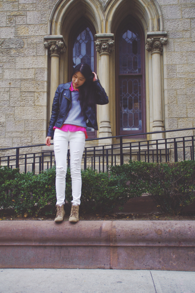 College Style Staple - Leather Jacket