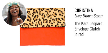 Christina's holiday handbag pick - The Kara Leopard Envelope Clutch in red