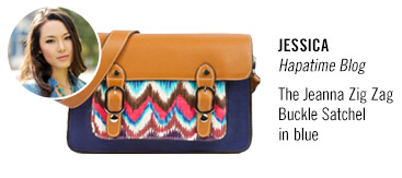 Jessica's holiday handbag pick - The Jeanna Zig Zag Buckle Satchel in blue
