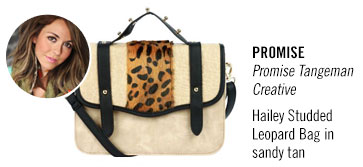 Promise's holiday handbag pick - The Hailey Studded Leopard Bag in sandy tan