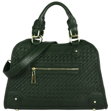 Hunter Green Woven Satchel