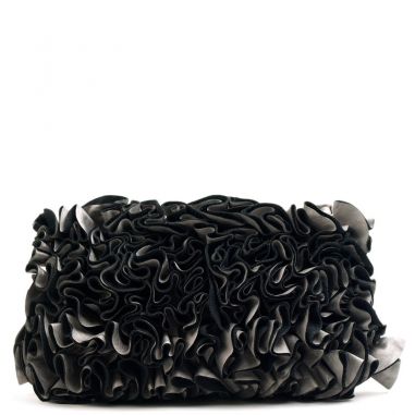 Silver Ruffled Leatherette Bag
