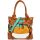 Parker Striped Satchel Brown Yellow Turquoise