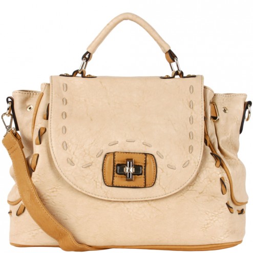 Olive Stitched Satchel