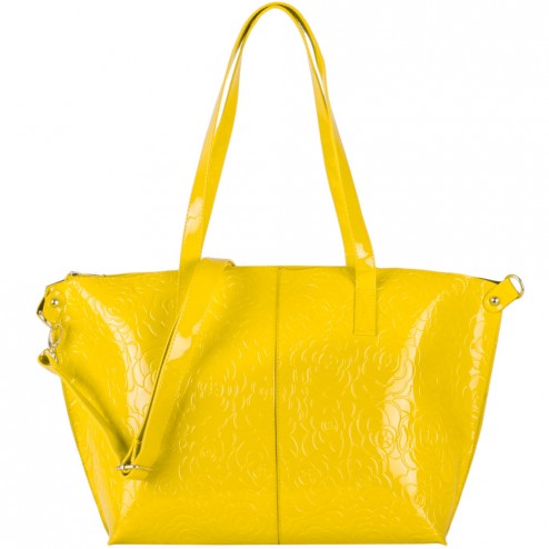 Floral Patent Tote