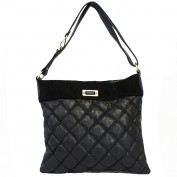 Gabby Quilted Messenger Bag in Black