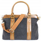 Court Canvas Zipper Satchel in Black