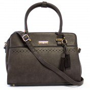 Ava Perforated Satchel in Grey