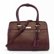 Ava Perforated Satchel in Plum and Burgundy