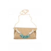 Amelia Embellished Straw Clutch