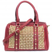 Kayla Studded Barrel Satchel