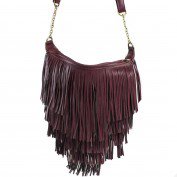 Olivia Fringe Mini Crossbody\ in Maroon