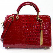 Petra Exotic Snakeskin Structured Satchel in Red