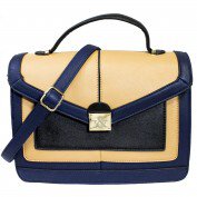 Rose Envelope Satchel in Navy Blue and Cream