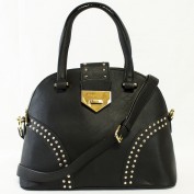 Mandy Studded Structured Satchel in Black