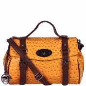 Scarlett Exotic Ostrich Skin Buckle Satchel