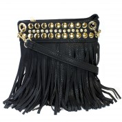 Marley Fringe Hipster Bag in Black