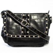 Vienna Exotic CrocSatchel in Black