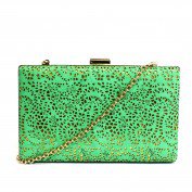 Roslyn Perforated Clutch in Green