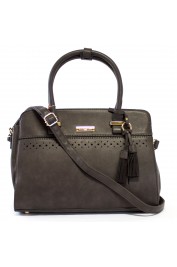 Ava Perforated Satchel in Grey