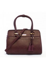 Ava Perforated Satchel in Plum and Burgundy