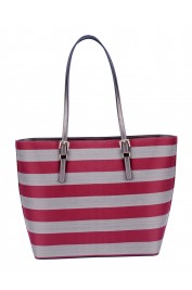 Leslie Striped Tote-Red