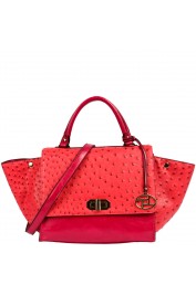 Clara Ostrich Skin Exotic Structured Satchel