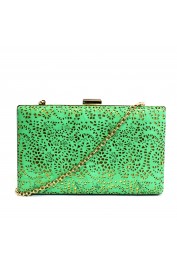 Roslyn Perforated Clutch in Green
