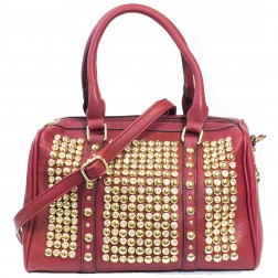Kayla Studded Barrel Satchel