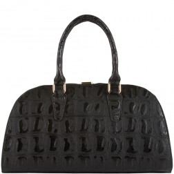 Holly Exotic Croc Satchel in Black