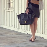 structured black handbag