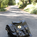 black handbag with gold hardware
