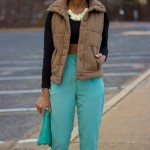 mint and animal print outfit