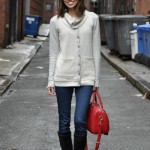 Red handbag styled by Bettina