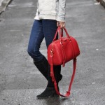 red barrel satchel with straps