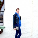 winter outfit with mesh clutch