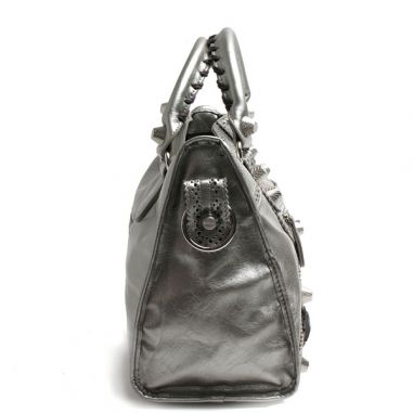 Silver Perforated Satchel