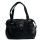 Black Faux Leather Buckle Satchel