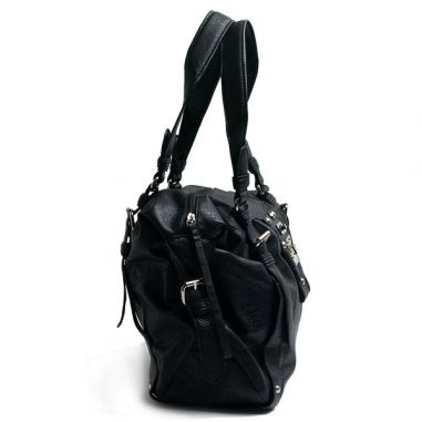 Black Faux Leather Satchel