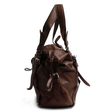 Brown Faux Leather Satchel