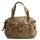 Tan Faux Leather Buckle Satchel