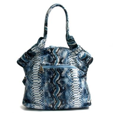 Turquoise Snakeskin Ruffle Bag